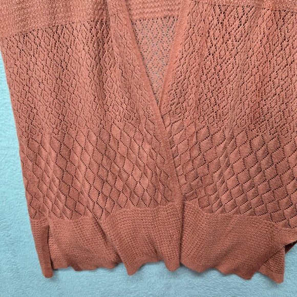 Torrid 2X Crochet Open Cardigan Sweater Shrug Boho Minimalist Fall Dark Orange - Picture 3 of 8